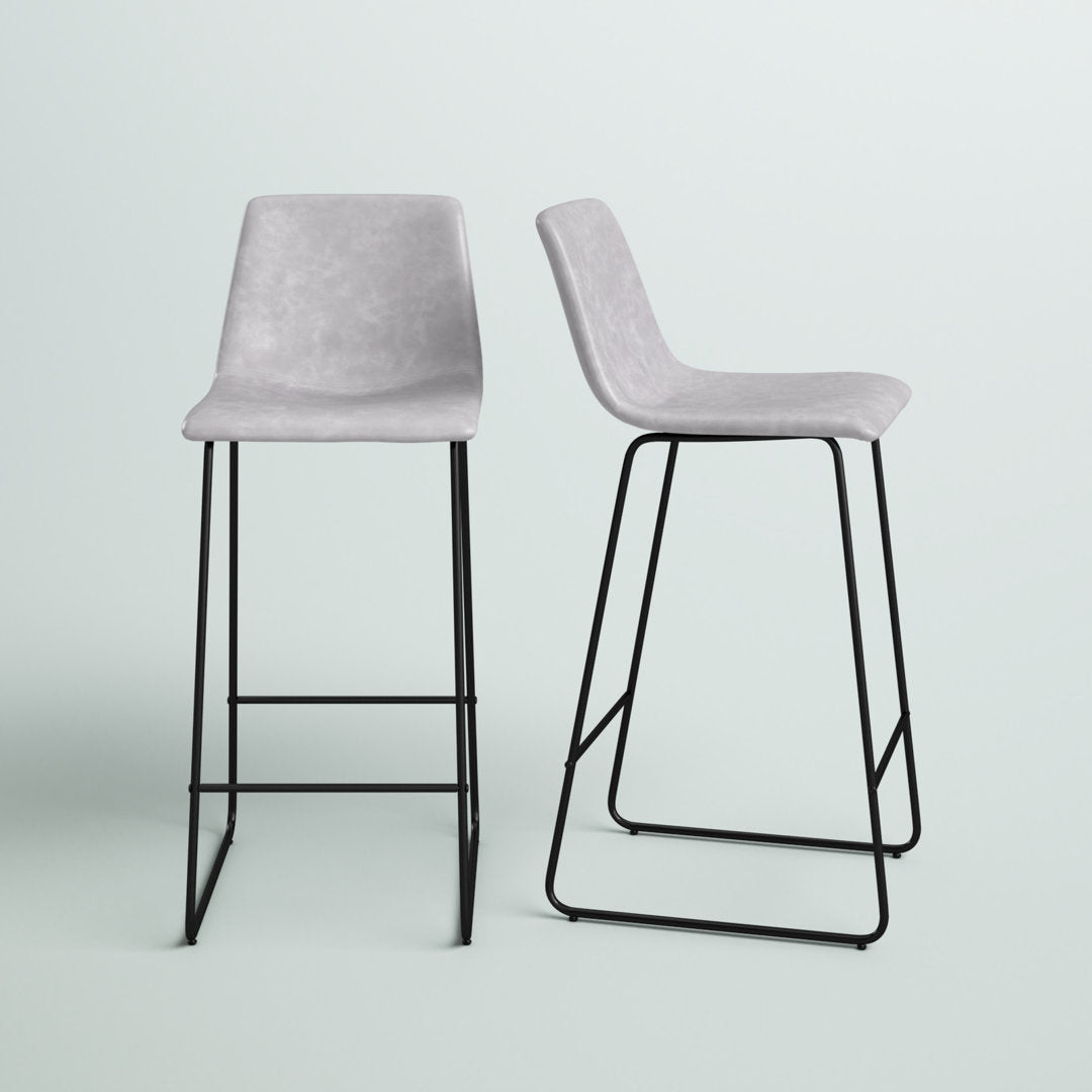 Liekele Upholstered Counter Height Modern Dining Stools by Flash Furniture (Set of 2) Ivy Bronx Seat Height: Bar Stool ( 30” Seat Height), Upholstery: Light Gray Faux Leather