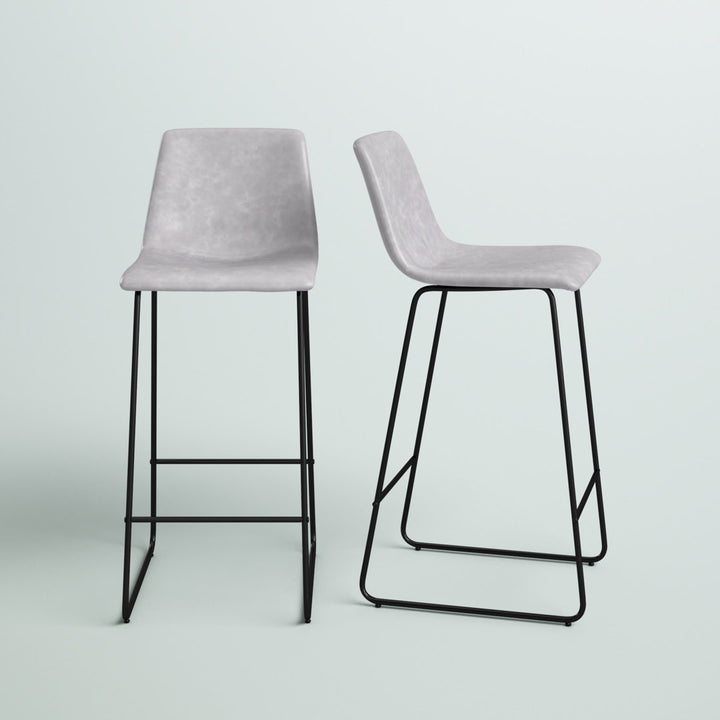 Liekele Upholstered Counter Height Modern Dining Stools by Flash Furniture (Set of 2) Ivy Bronx Seat Height: Bar Stool ( 30” Seat Height), Upholstery: Light Gray Faux Leather