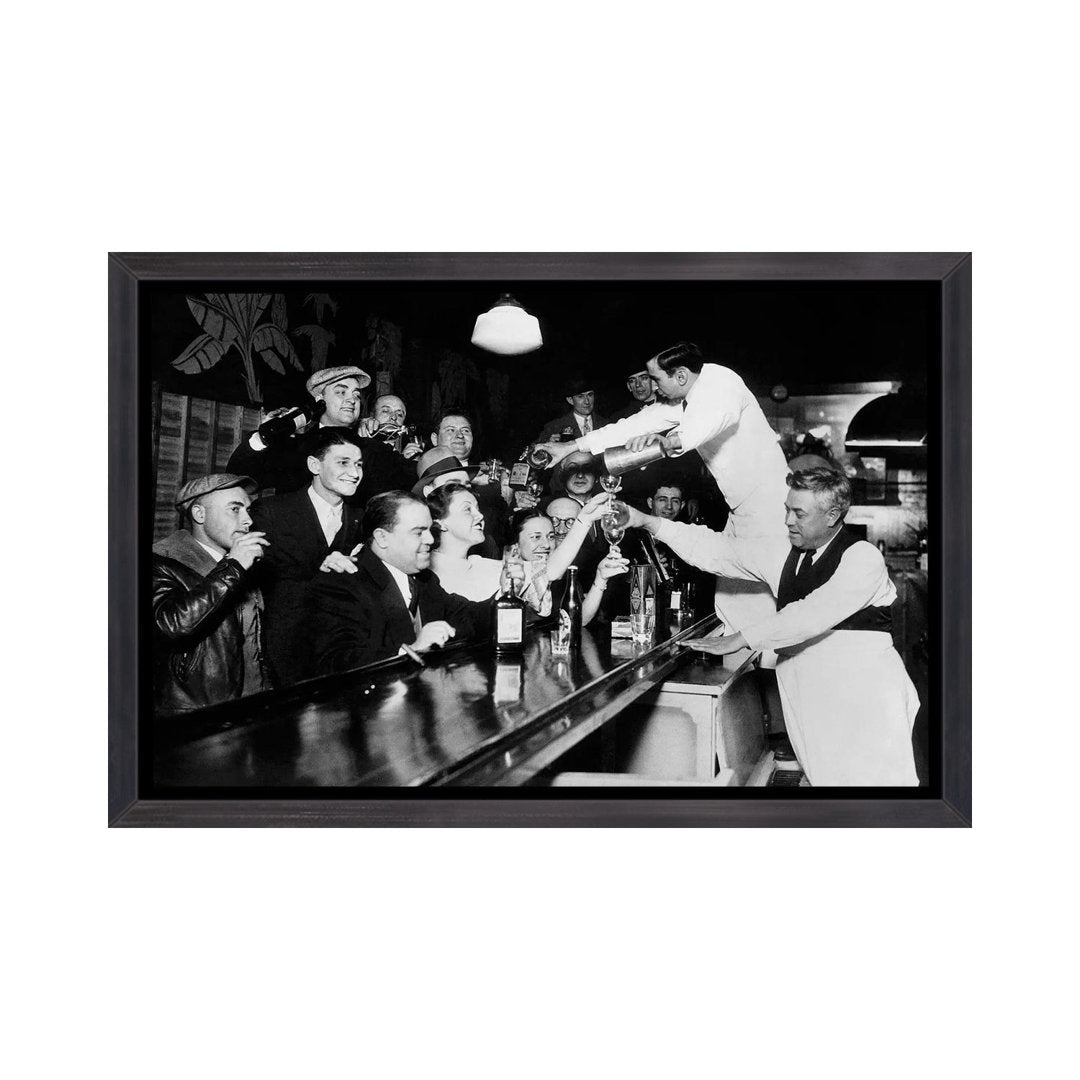 End of the Prohibition Party - Photograph Print East Urban Home Size: 26" H x 40" W x 1.5" D Format: Distressed Black Framed Canvas