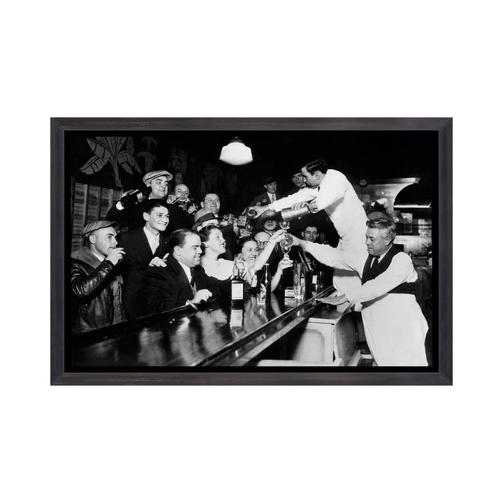 End of the Prohibition Party - Photograph Print East Urban Home Size: 26" H x 40" W x 1.5" D Format: Distressed Black Framed Canvas