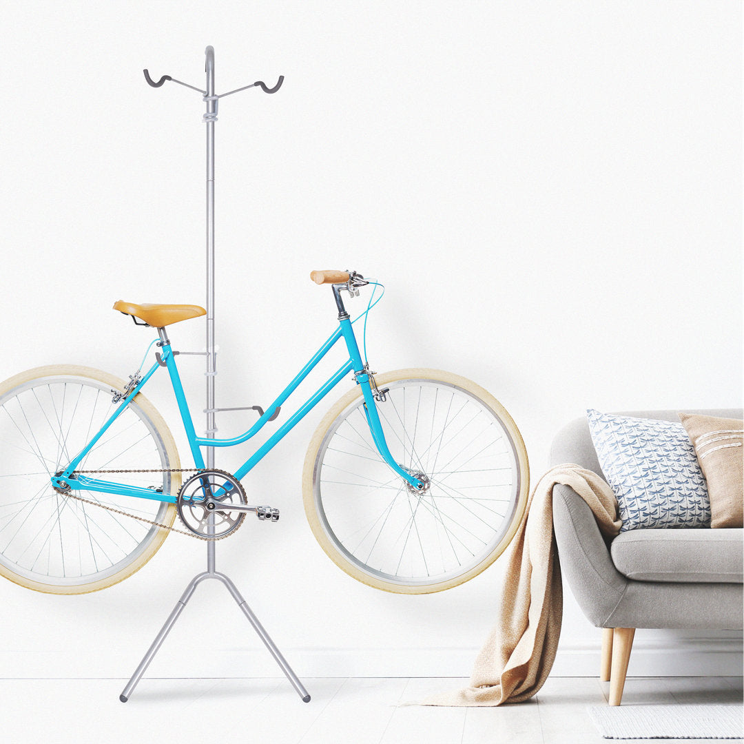 delta Alloy Freestanding Wall Fully Adjustable 2 Bike Single Pole Gravity Bike Storage Rack Delta Design