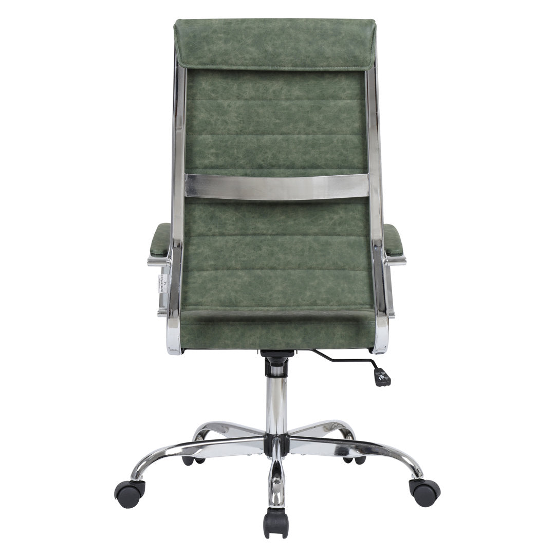 Mulkey High-Back Leather Office Chair with Adjustable Height, Swivel, and Tilt Orren Ellis Upholstery Color: Green