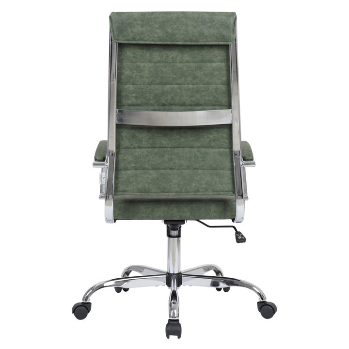 Mulkey High-Back Leather Office Chair with Adjustable Height, Swivel, and Tilt Orren Ellis Upholstery Color: Green