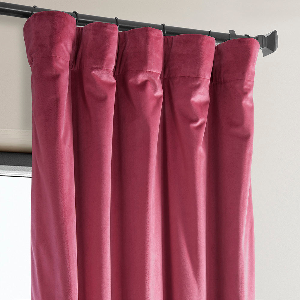 Matra Plush Velvet Curtains for Bedroom - Room Darkening Curtains for Living Room Window Single Panel AllModern Curtain Color: Dark Pink Size per Panel: 50" W x 84" L