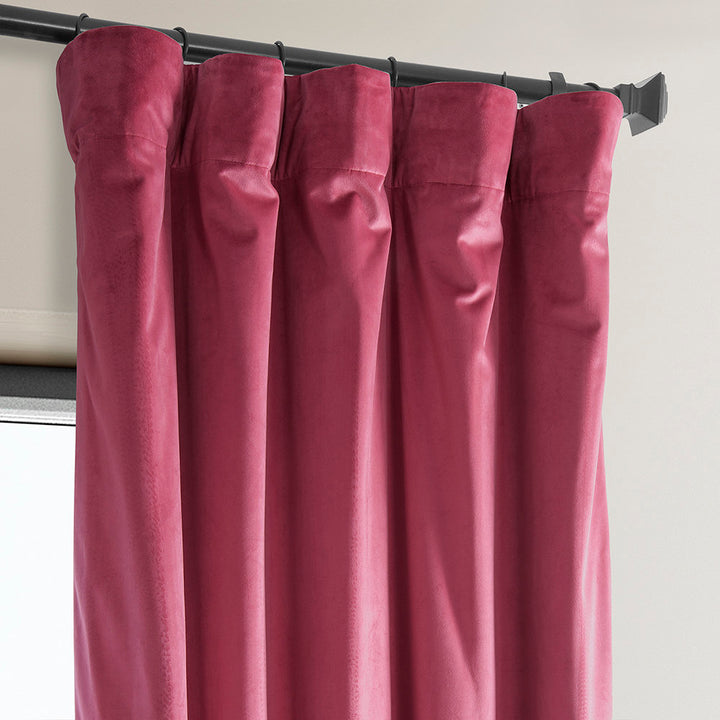 Matra Plush Velvet Curtains for Bedroom - Room Darkening Curtains for Living Room Window Single Panel AllModern Curtain Color: Dark Pink Size per Panel: 50" W x 84" L