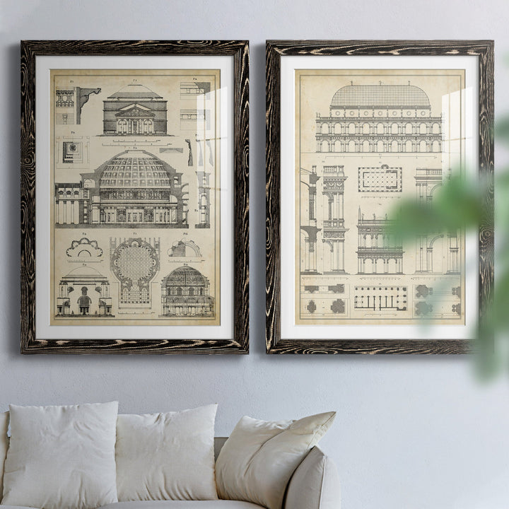 Vintage Architects Plan III - 2 Piece Picture Frame Graphic Art Print Set on Paper Williston Forge Size: 37.5" H x 55" W x 1.5" D Format: Black Framed Paper