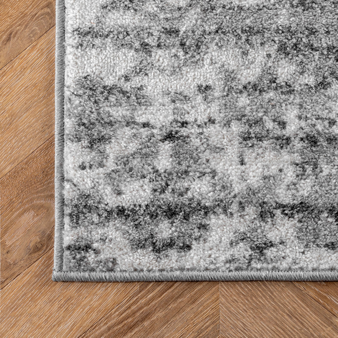Deedra Modern Abstract Power Loom Performance Gray/White Rug 17 Stories Rug Size: Square 6'