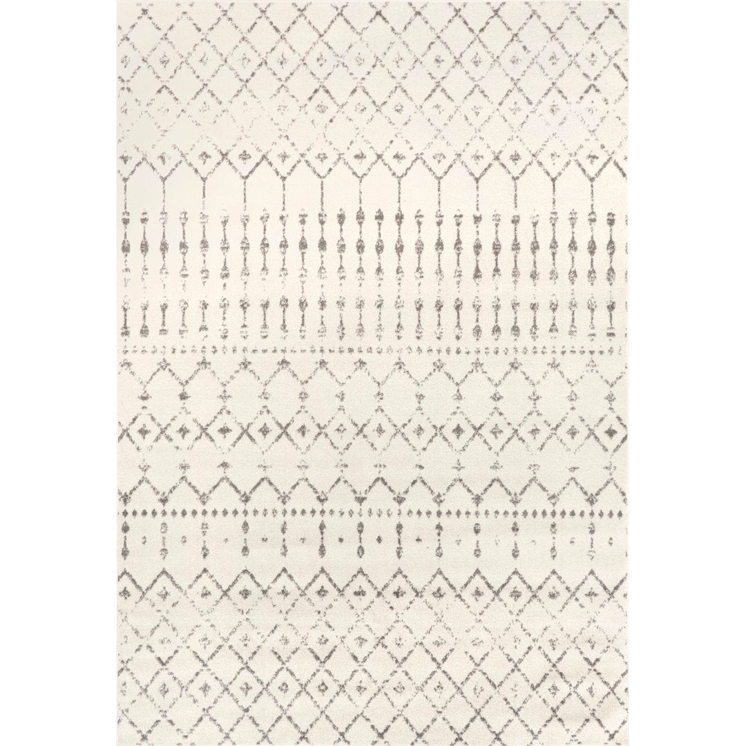 Giannini Geometric Moroccan Area Rug in Gray/ Off White Union Rustic Rug Size: Rectangle 10' x 14'