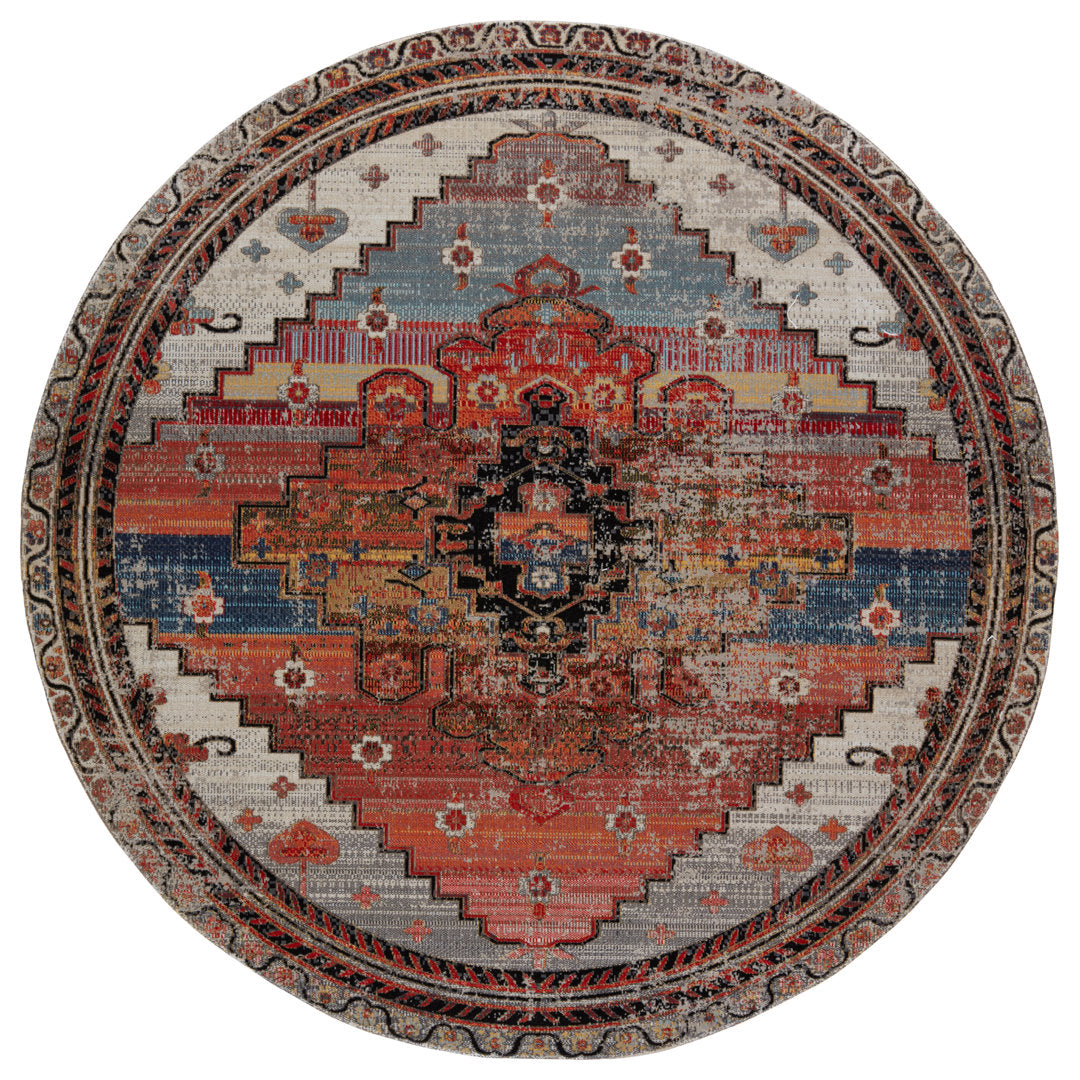 Haden Indoor/Outdoor Soft Power-Loomed Oriental Area Rug by Jaipur Living Steelside™ Rug Size: Round 7'10"