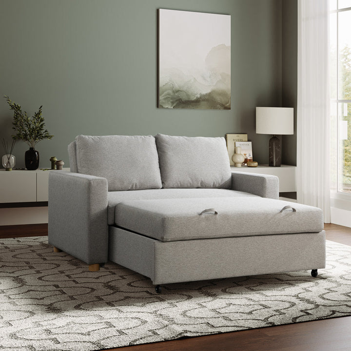 Serta Trinity Full Size Convertible Sleeper Sofa Serta Fabric: Light Gray Woven