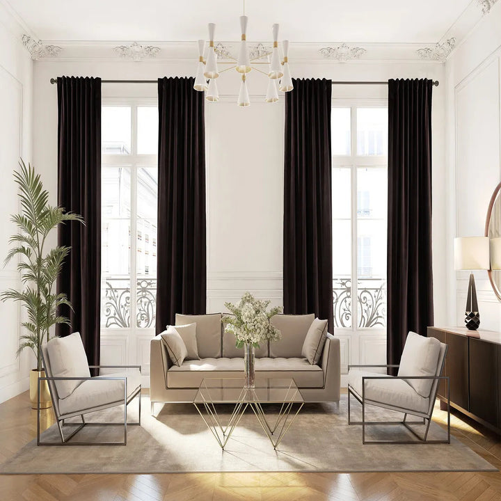 Matte Velvet Extra wide x Extra Long Custom Made Decorative Single Panel Lilijan Home & Curtain Curtain Color: 26 Dark Brown Size per Panel: 100" W x 95" L