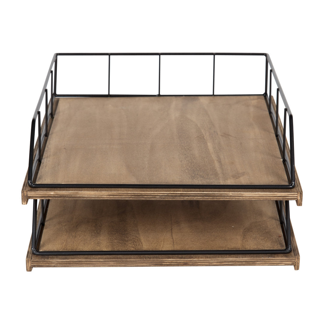Mccaslin Wood And Metal File Organizer Gracie Oaks Finish: Rustic Wood, Black
