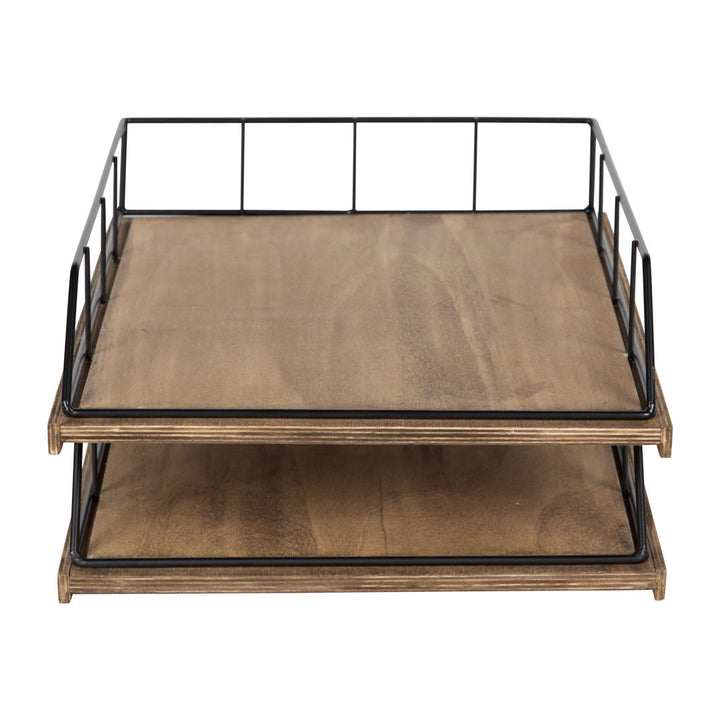 Mccaslin Wood And Metal File Organizer Gracie Oaks Finish: Rustic Wood, Black