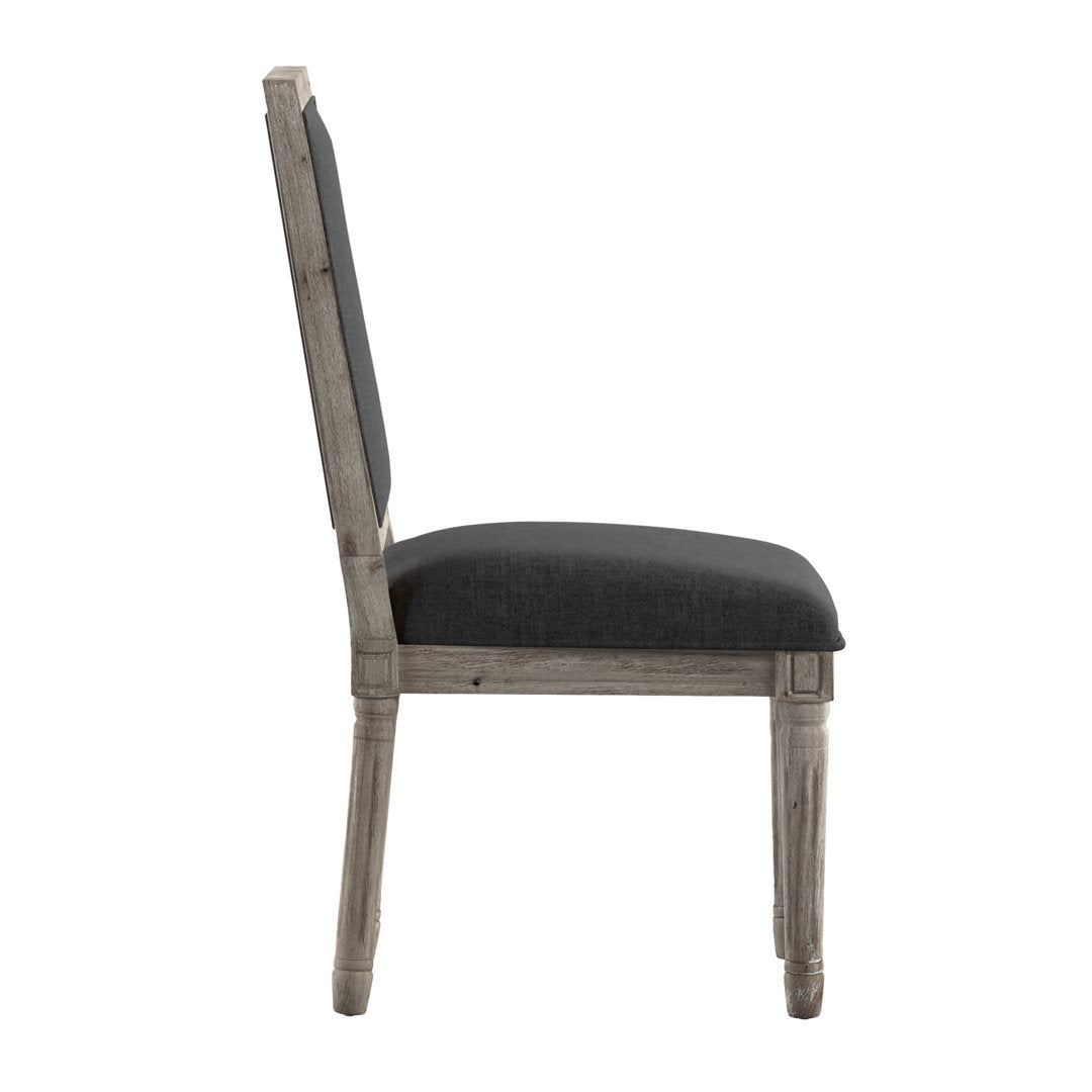 Libretto Solid Wood Side Chair (Set of 2) Kelly Clarkson Home Upholstery Color: Dark Gray, Leg Color: Antique Gray Oak