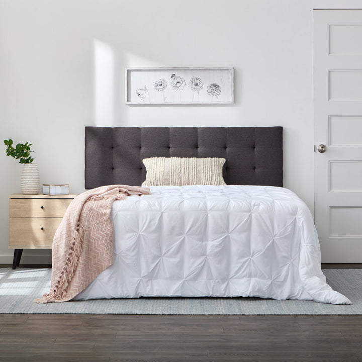Aijha Square Tufted Upholstered Headboard Lark Manor™ Color: Charcoal Textured Size: King