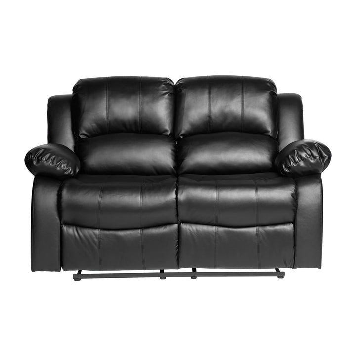 Mccubbin 60" Faux Leather Pillow Top Arm Reclining Loveseat Wade Logan® Upholstery Color: Black Faux Leather