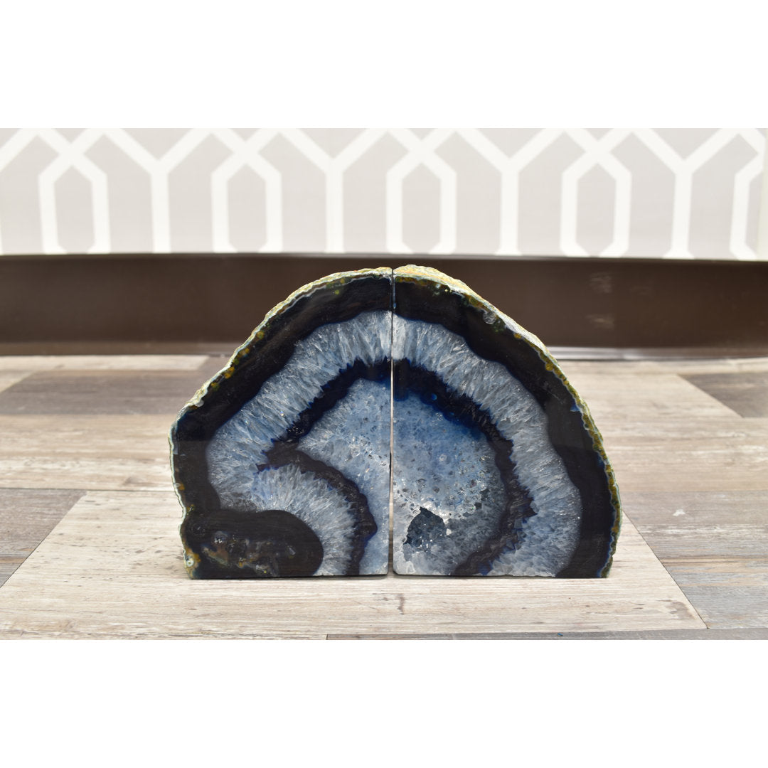 Evelynn Non-skid Blue Agate Bookends (Set of 2) Willa Arlo™ Interiors Size: 5.5" H x 6.5" W x 3" D