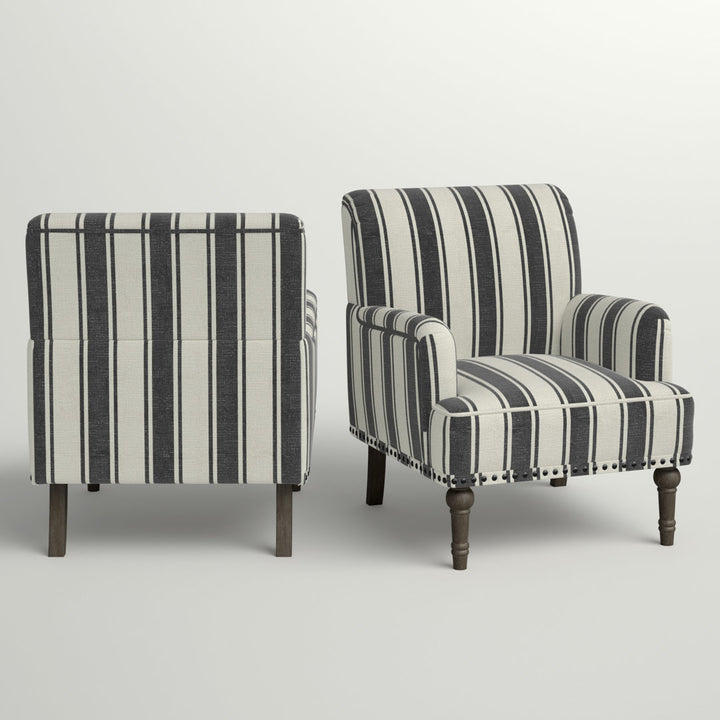 Arching Armchair With Solid Wood Turned Legs and Nailhead Trim (Set of 2) Sand & Stable™ Upholstery Color: Black
