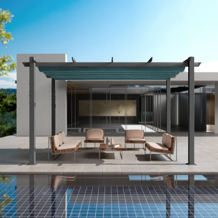 Atlantics Outdoor Retractable Pergola with Sun Shade Canopy 10' x 13' Kozyard Color: Blue
