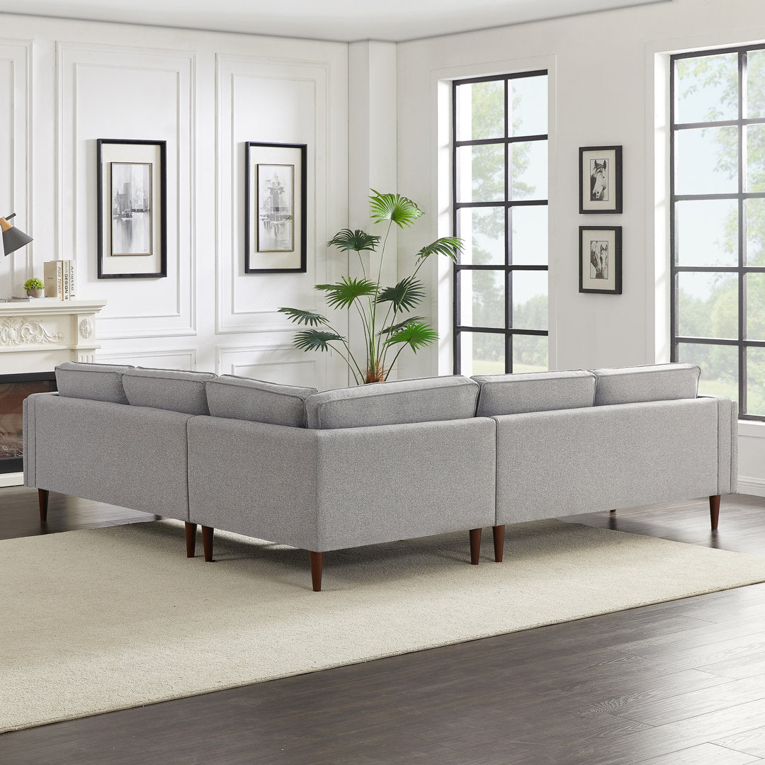 Isaak 105" Wide Symmetrical Corner Etta Avenue™ Fabric: Gray Linen