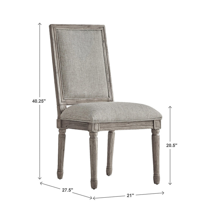 Libretto Solid Wood Side Chair (Set of 2) Kelly Clarkson Home Upholstery Color: Gray Linen, Leg Color: Antique Gray Oak