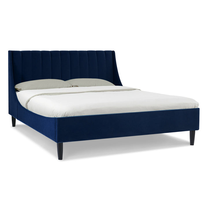 Helaina Tufted Upholstered Low Profile Platform Bed Wade Logan® Color: Navy Blue Velvet Size: Queen