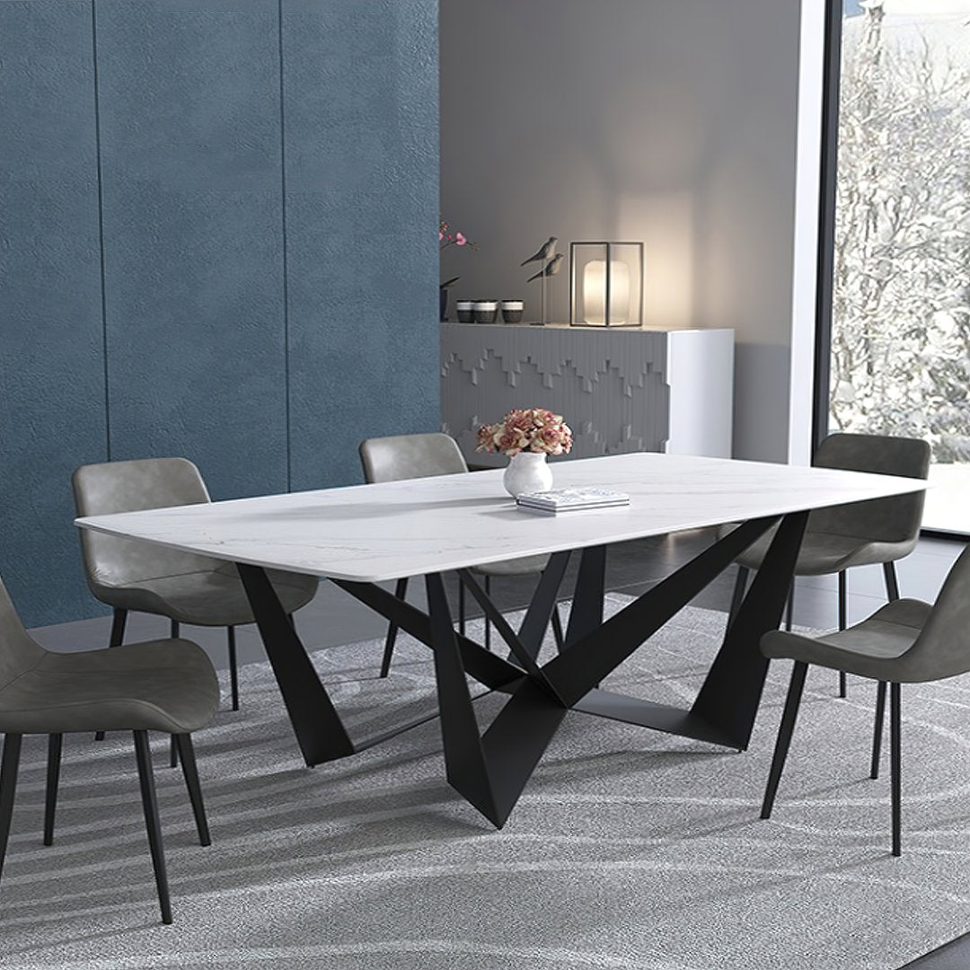 Modern Stylish Dining Table Rectangle White Sintered Stone Top Orren Ellis Size: 37" W x 78" L