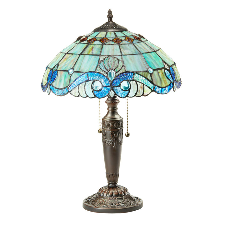 Cristy Hill 20.25"H Baroque Stained Glass Table Lamp Fleur De Lis Living