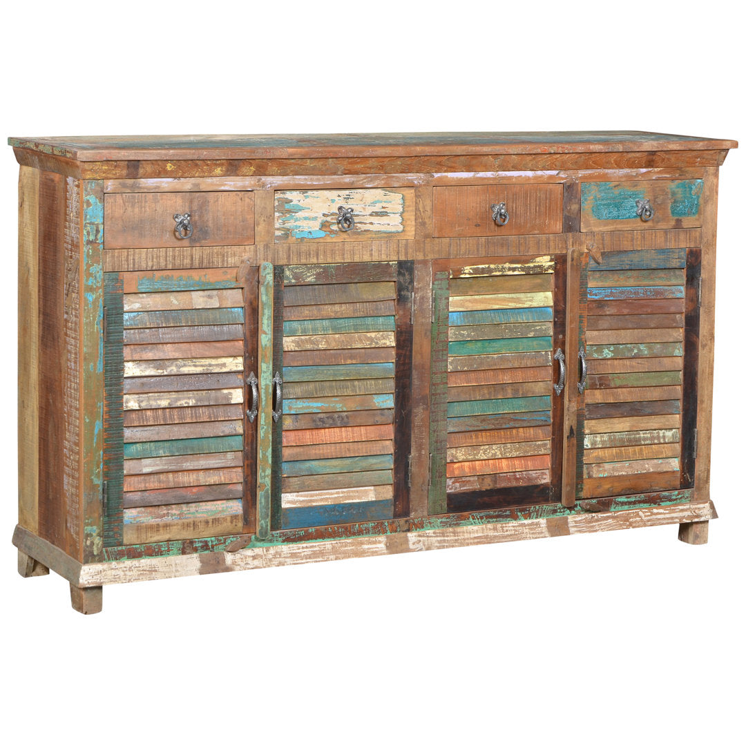 Eggleton 72" Wide 4 Drawer Teak Wood Sideboard Bungalow Rose Finish: Brown