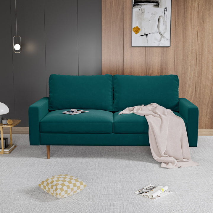 Markham 70" Velvet Square Arm Sofa Willa Arlo™ Interiors Fabric: Teal Blue Polyester