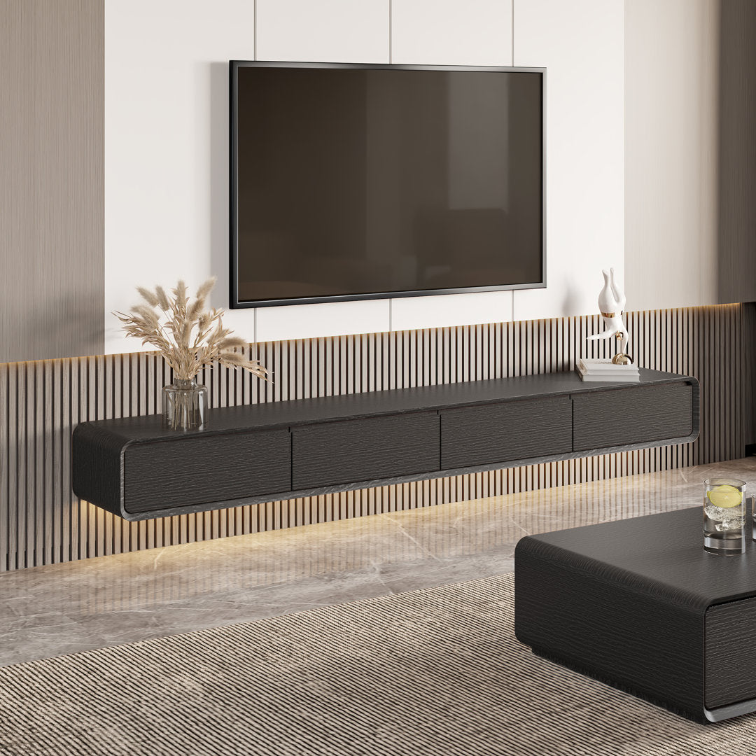 Randalstown Floating TV Stand, Entertainment Center with 4 Drawers, Solid Wood, Fully-Assembled Hokku Designs Color: Dark Brown/White Overall Entertainment Center Width - Side to Side: 94.48''