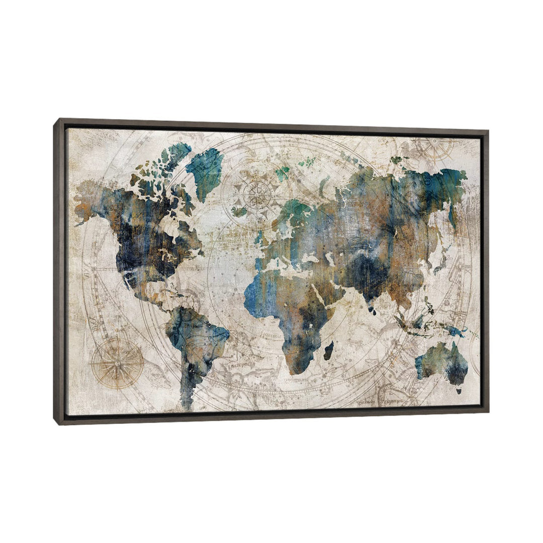 Celestial Map by Isabelle Z - Painting Print The Twillery Co.® Size: 32" H x 48" W x 1.5" D Format: Dark Rustic Wood Framed