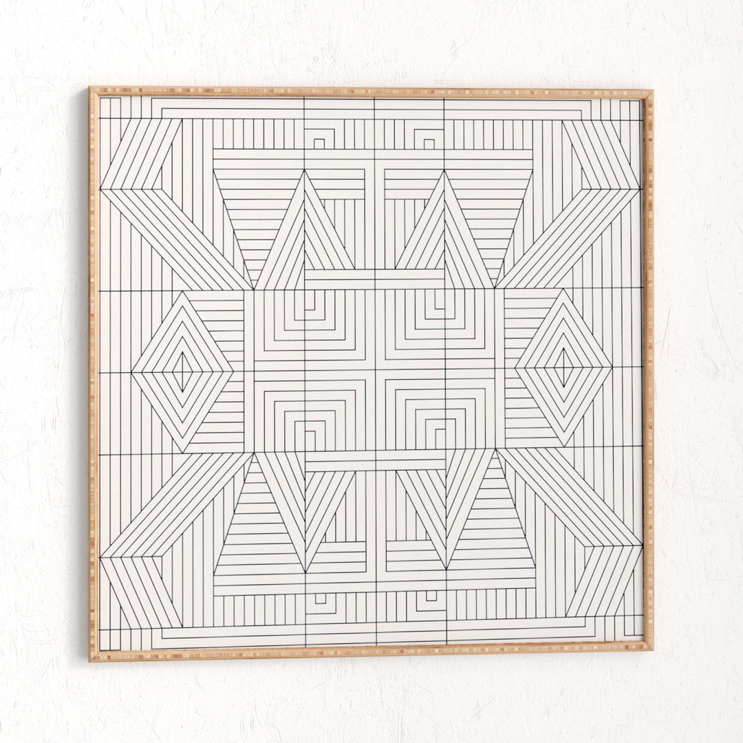 Line Mandala' - Picture Frame Graphic Art Print on Paper Mercury Row® Size: 30" H x 30" W x 1" D