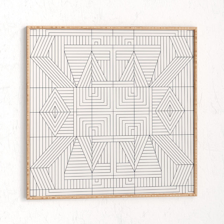 Line Mandala' - Picture Frame Graphic Art Print on Paper Mercury Row® Size: 30" H x 30" W x 1" D