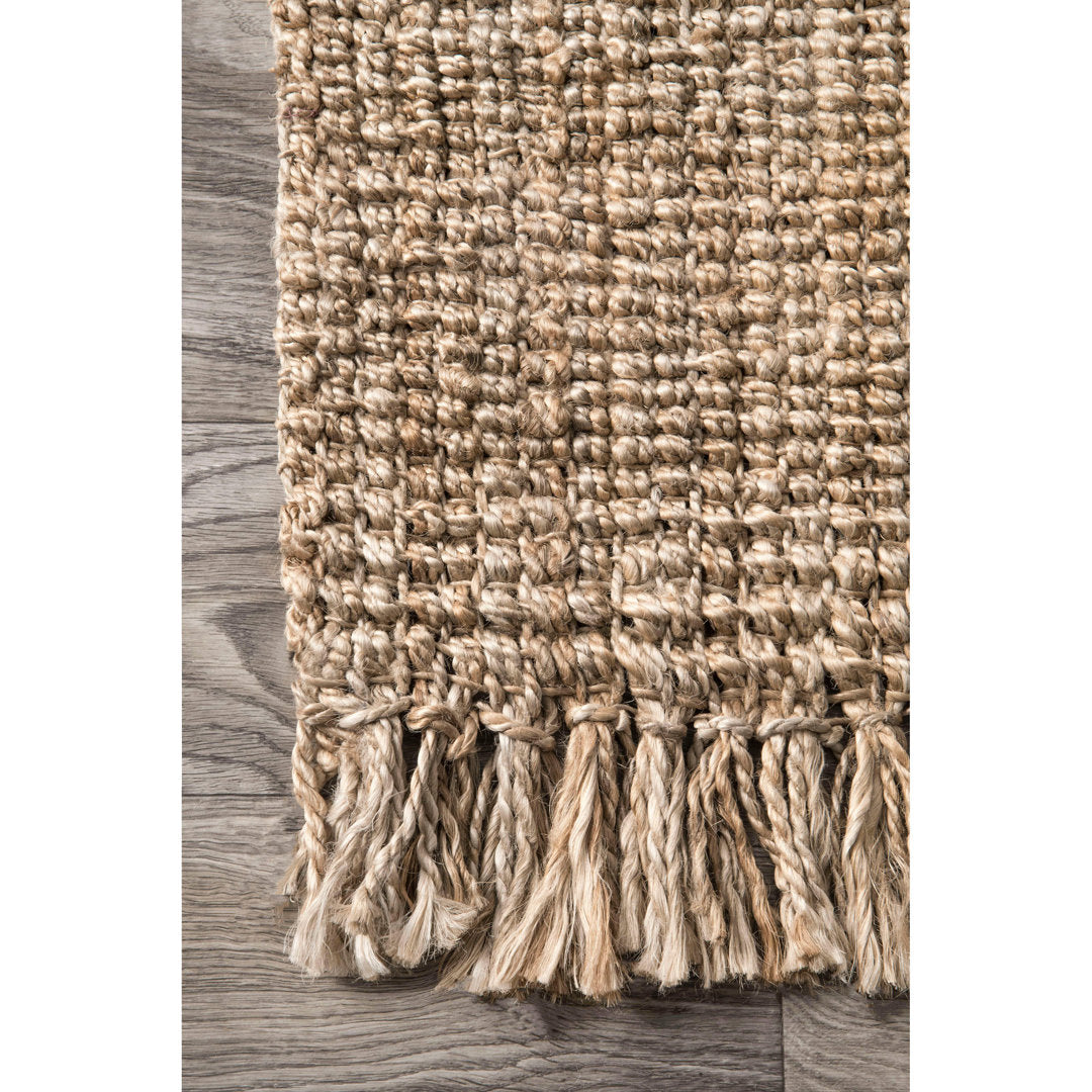 Isalena Handmade Flatweave Farmhouse Jute Area Rug in Natural Gracie Oaks Rug Size: Rectangle 7'6" x 9'6"