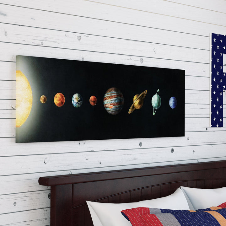The Solar System' by Terry Fan - Wrapped Canvas Panoramic Print Harriet Bee Size: 24" H x 72" W x 1.5" D Format: Wrapped Canvas