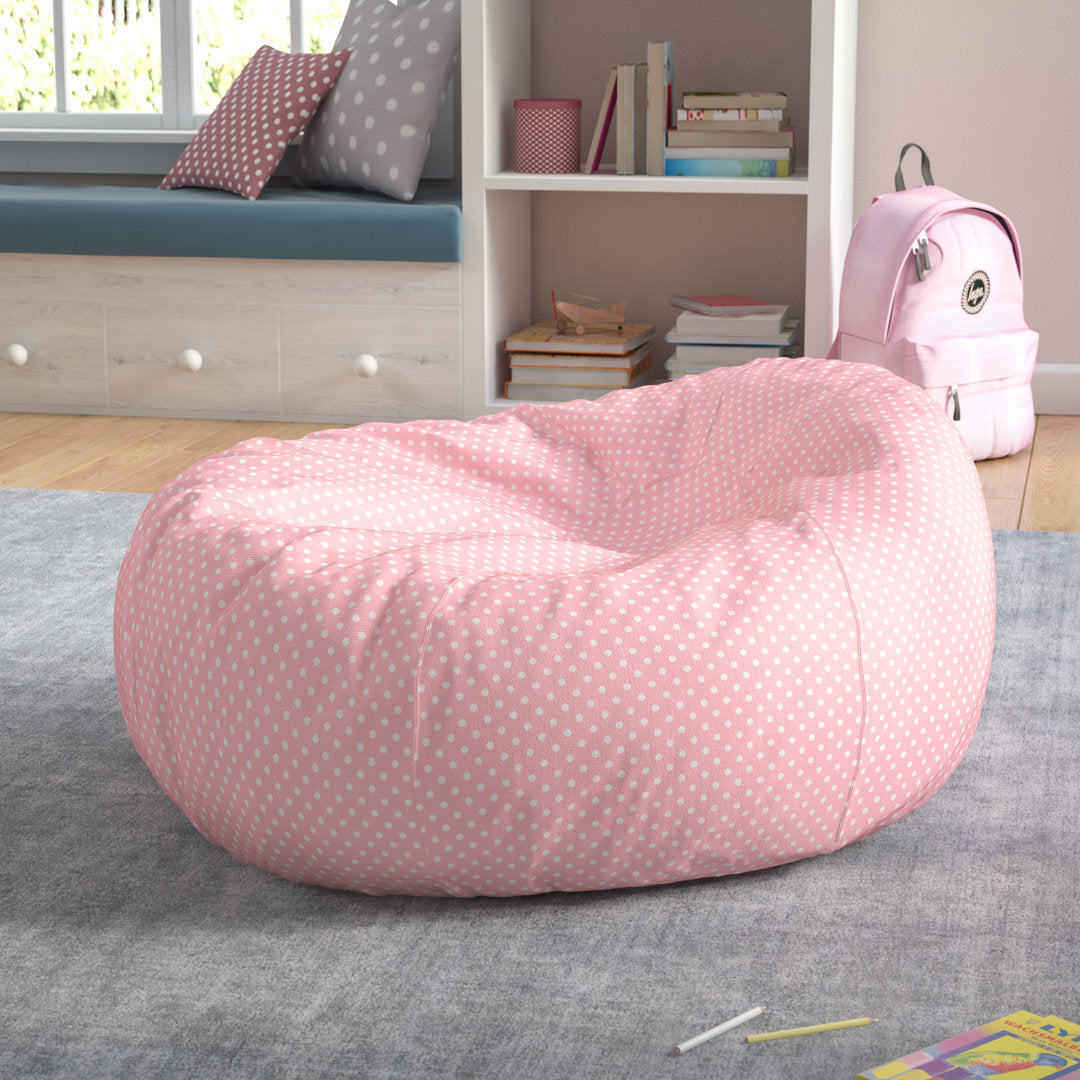 Classic Refillable Cotton Bean Bag Chair Mack & Milo™ Size: Large Body Fabric: Light Pink/White Cotton Twill