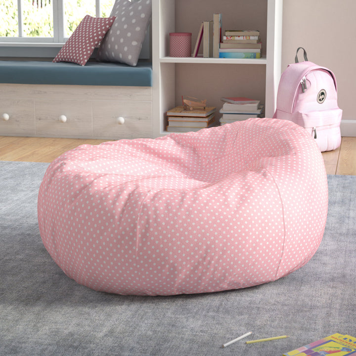 Classic Refillable Cotton Bean Bag Chair Mack & Milo™ Size: Large Body Fabric: Light Pink/White Cotton Twill