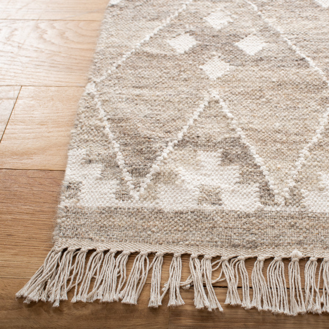 Natural Kilim Hand Woven 60% Wool, 20% Viscose, And 20% Cotton Geometric Rug Union Rustic Rug Size: Runner 2'3" x 12'