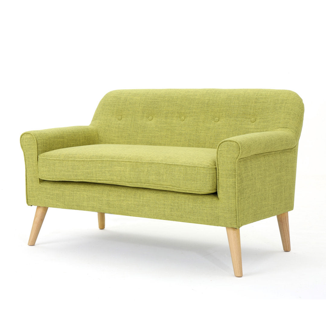 Deby 49.75" Flared Arm Loveseat George Oliver Upholstery Color: Muted Green Polyester