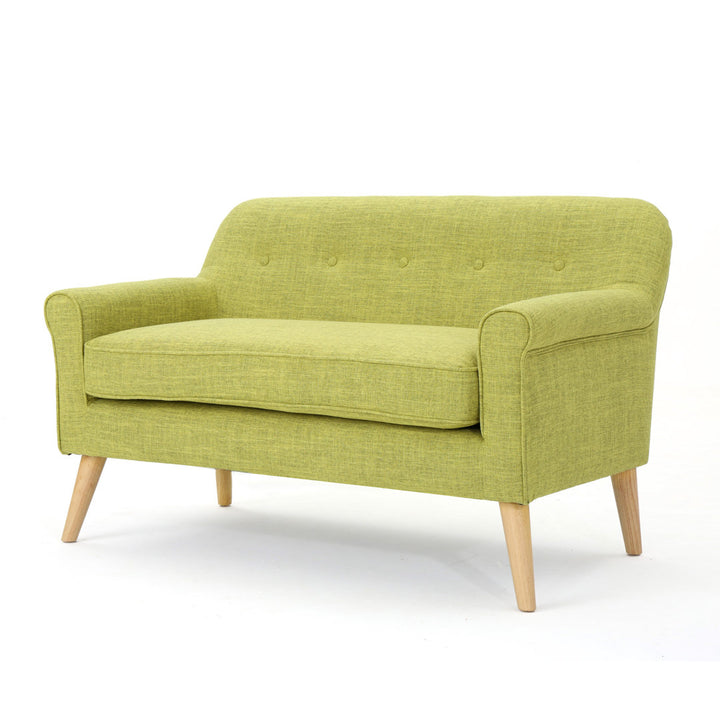 Deby 49.75" Flared Arm Loveseat George Oliver Upholstery Color: Muted Green Polyester