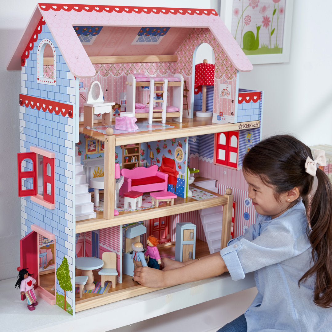 Chelsea Doll Cottage Wooden Dollhouse with 16 Accessories, for 5-Inch Dolls KidKraft