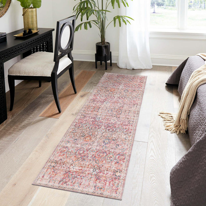 Engelhardt Floral Machine Made Power Loom Chenille Area Rug in Ivory/Pink Mistana™ Rug Size: Runner 2' x 5'