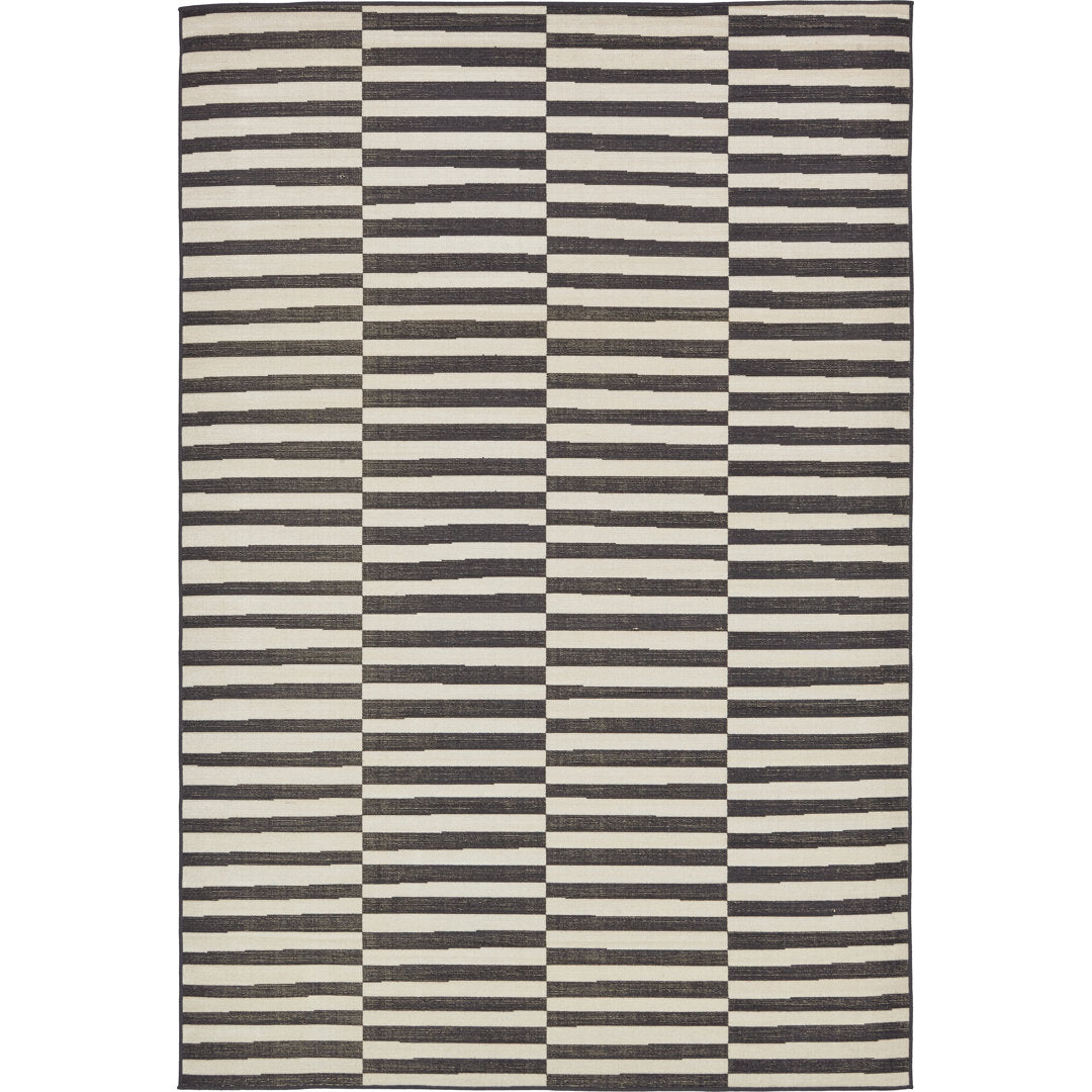 Arzilla Striped Ivory/Black Area Rug Wade Logan® Rug Size: Rectangle 6' x 9'