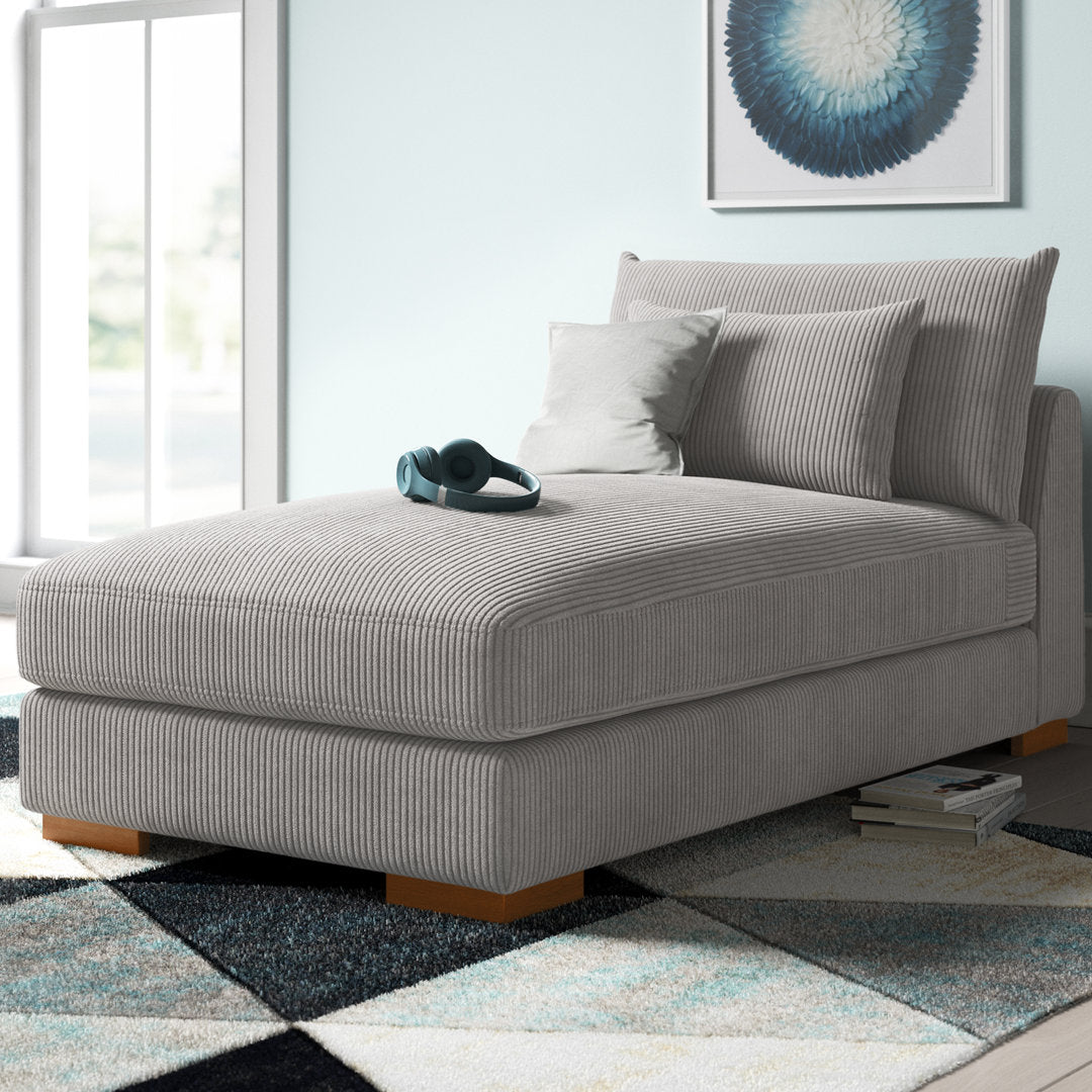 Ayvion Upholstered Chaise Lounge Wade Logan® Fabric: Light Gray Corduroy