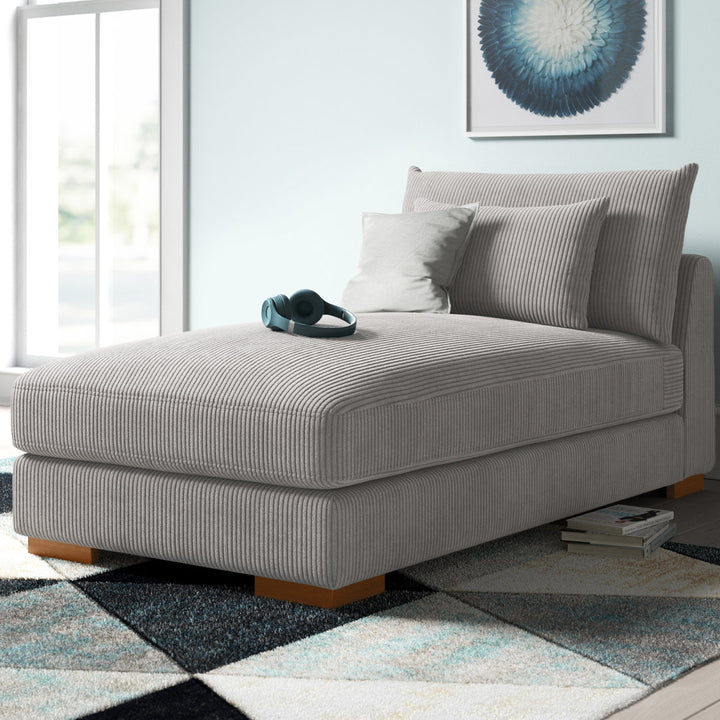 Ayvion Upholstered Chaise Lounge Wade Logan® Fabric: Light Gray Corduroy
