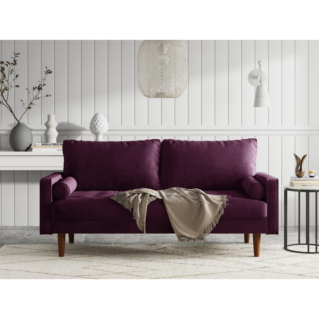 Sellner 70" Velvet Square Arm Tufted Seat Sofa George Oliver Fabric: Eggplant Velvet