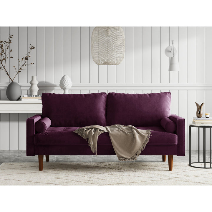 Sellner 70" Velvet Square Arm Tufted Seat Sofa George Oliver Fabric: Eggplant Velvet