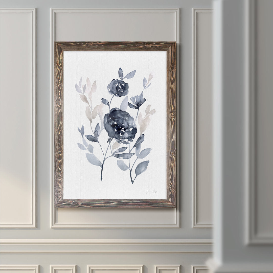 Peonies In Gray II' - Picture Frame Print on Glass Winston Porter Size: 32" H x 44" W x 1.25" D Format: Framed Espresso Canvas