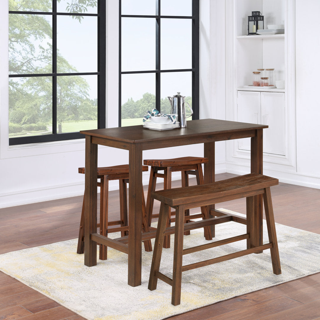 Colynn 4 - Person Counter Height Rubberwood Solid Wood Dining Set Dakota Fields Color: Chestnut Wire-Brush
